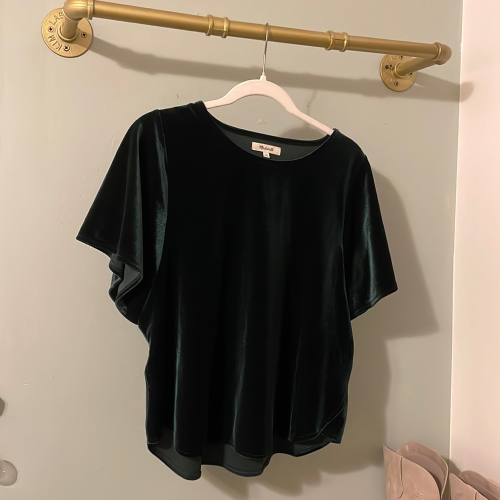 Green velvet Madewell top